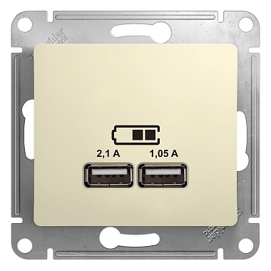 Розетка USB 2гн 1050мА с/у беж механизм Glossa Schneider Electric  (1)
